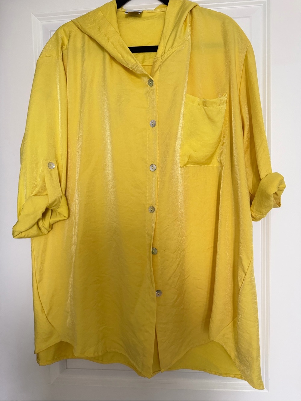 envy Yellow Hooded Button-Up Shirt